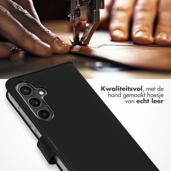 Selencia Echt Leren Bookcase Samsung Galaxy S23 FE - Zwart