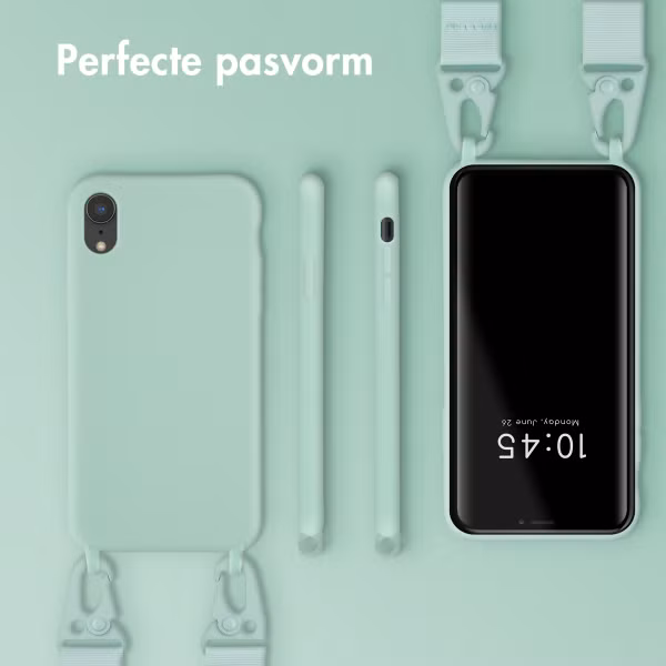 Selencia Siliconen hoesje met afneembaar koord Apple iPhone Xr - Turquoise
