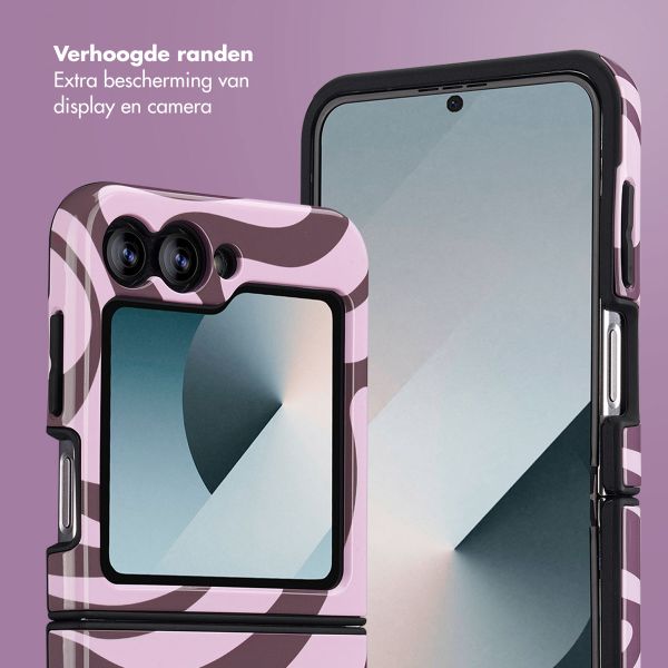 Selencia Vivid Backcover Samsung Galaxy Z Flip 6 / Flip 7 FE - Wavy Swirl Pink Plum