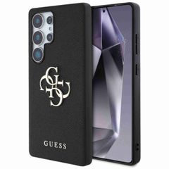 Guess 4G Metal Logo Saffiano Backcover Samsung Galaxy S25 Ultra - Zwart