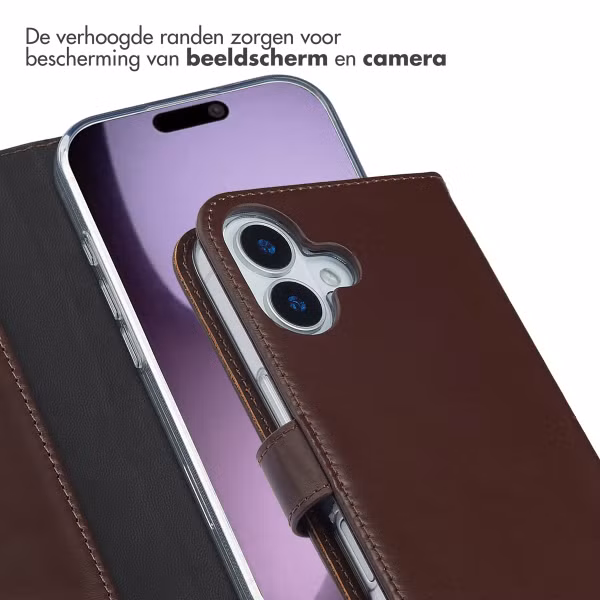 Selencia Echt Leren Bookcase Apple iPhone 17 - Bruin