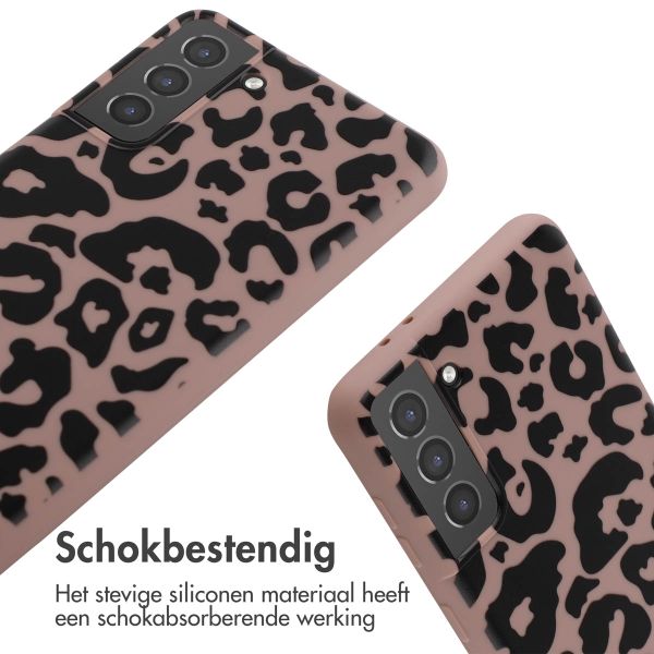 imoshion Siliconen design hoesje met koord Samsung Galaxy S21 Plus - Animal Pink