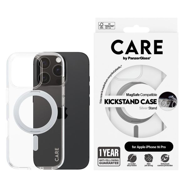 CARE by PanzerGlass Kickstand Case MagSafe Apple iPhone 16 Pro - Silver