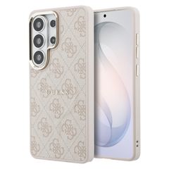 Guess 4G Leather Backcover met MagSafe Samsung Galaxy S26 Ultra - Gold Edge - Pink