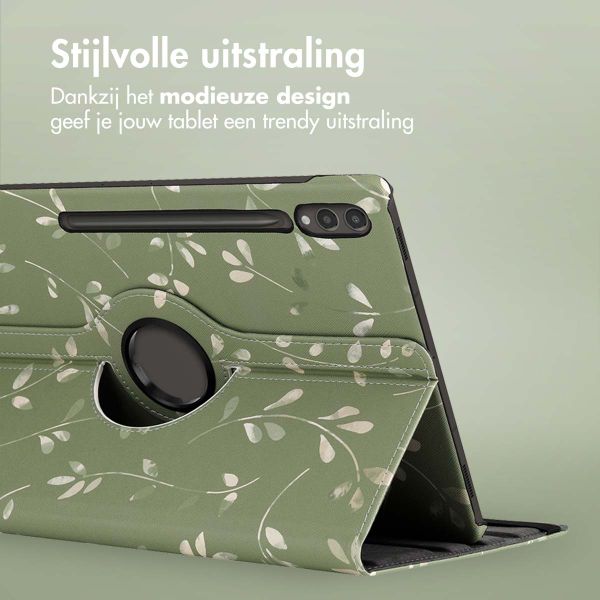 imoshion 360° Draaibare Design Bookcase Samsung Galaxy Tab S10 Ultra / Tab S9 Ultra - Green Flowers