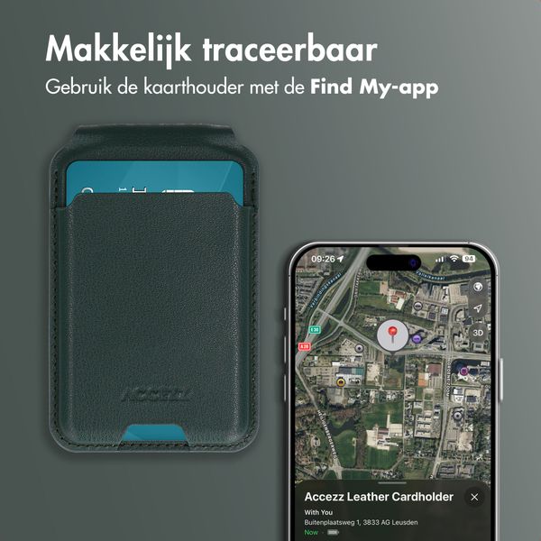Accezz Magnetische Leren Wallet met standaard - Geschikt voor Apple Find My - Cedar Green