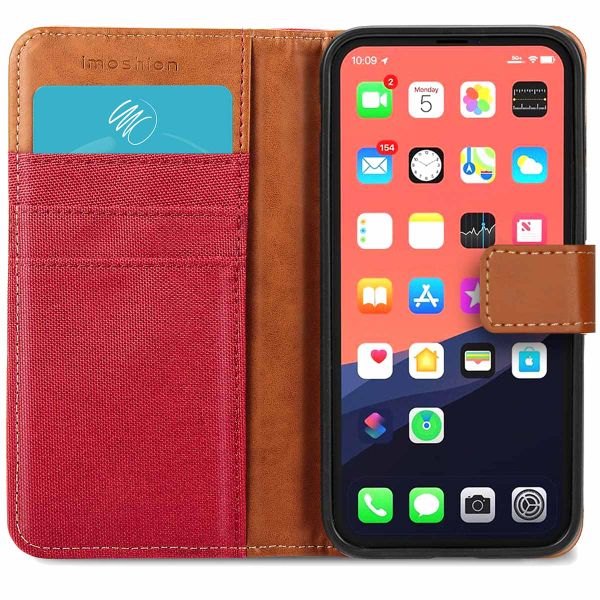 imoshion Luxe Canvas Bookcase iPhone 13 Pro - Rood