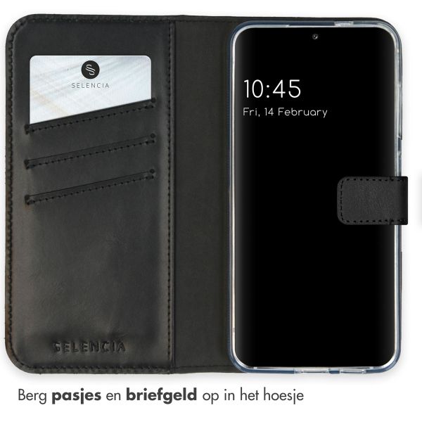 Selencia Echt Leren Bookcase Samsung Galaxy S24 - Zwart