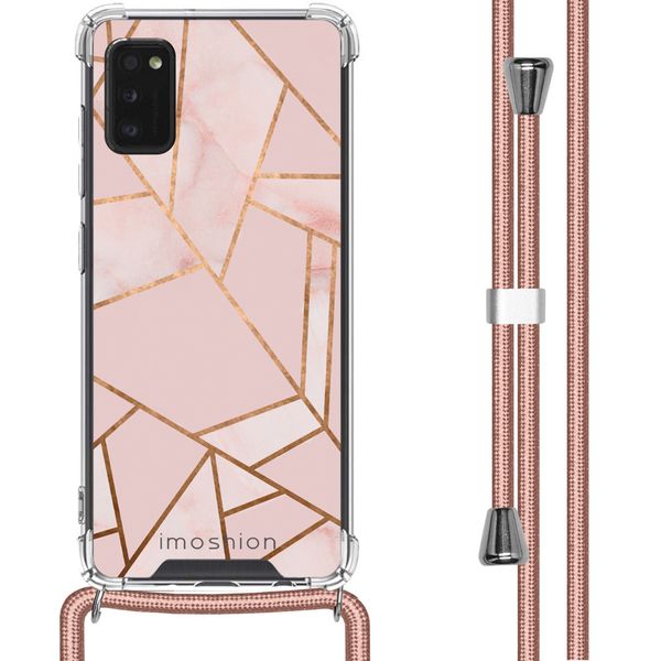 imoshion Design hoesje met koord Samsung Galaxy A41 - Grafisch Koper - Roze / Goud