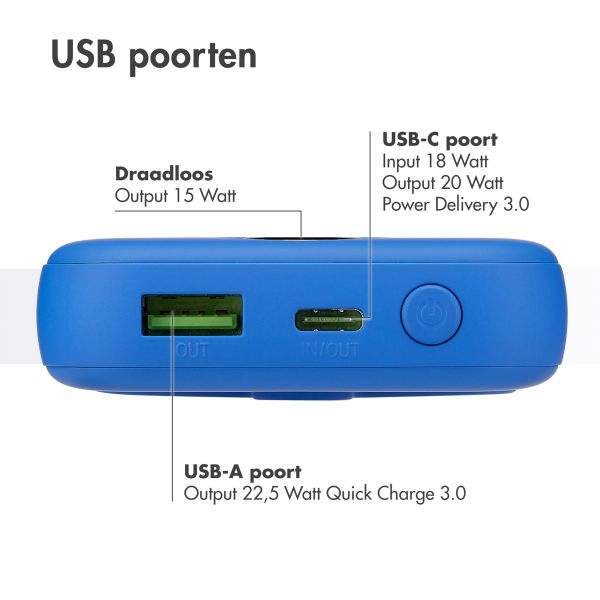 imoshion MagSafe Powerbank - 10.000 mAh - Draadloze powerbank - Cobalt Blue