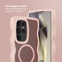 Selencia Wavy Backcover met MagSafe Samsung Galaxy S24 Ultra - Soft Pink