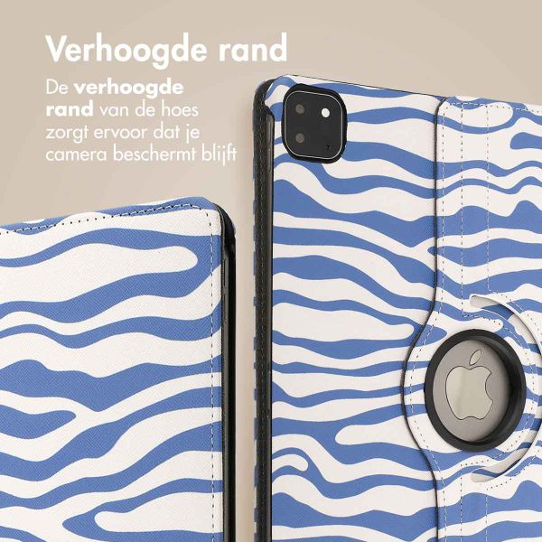 imoshion 360° Draaibare Design Bookcase Apple iPad Pro 13 (2025) M5 / (2024) M4 - White Blue Stripes