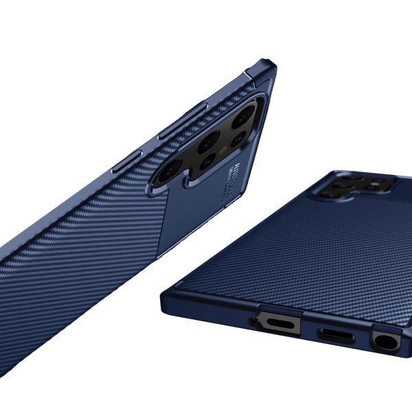 imoshion Carbon Softcase Backcover Samsung Galaxy S22 Ultra - Blauw