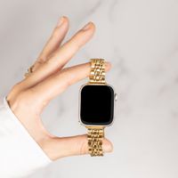 Selencia Slim Steel Jubilee Inspired schakelbandje Apple Watch Series 1 t/m 9 / SE (38/40/41 mm) | Series 10 (42 mm) - Goud