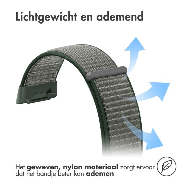 imoshion Nylon bandje Fitbit Charge 5 - Maat L - Donkergrijs