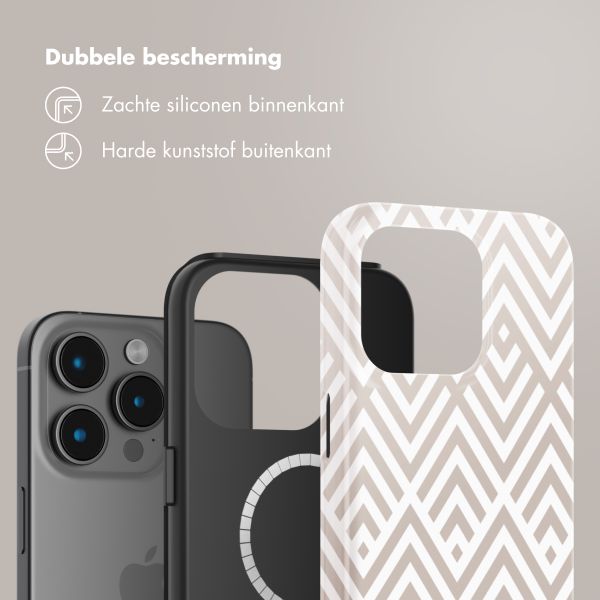 Selencia Vivid Backcover met MagSafe Apple iPhone 15 Pro - Beige Zigzag
