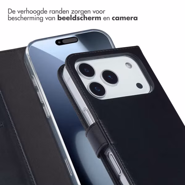 Selencia Echt Leren Bookcase Apple iPhone 17 Pro - Zwart