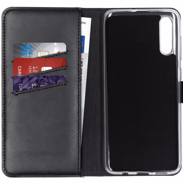 Selencia Echt Leren Bookcase Samsung Galaxy A70 - Zwart