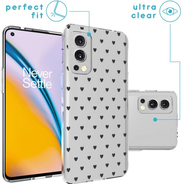 imoshion Design hoesje OnePlus Nord 2 - Hartjes - Zwart