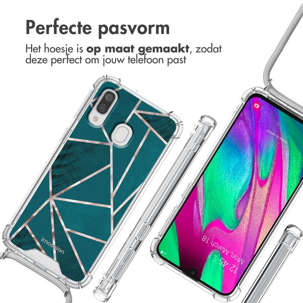 imoshion Design hoesje met koord Samsung Galaxy A40 - Petrol Green Graphic