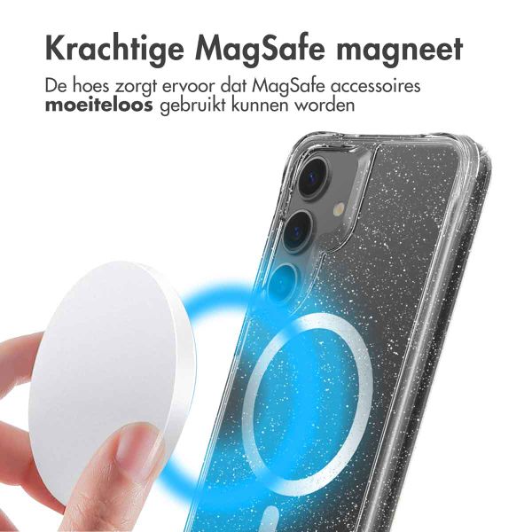 imoshion Clear Glitter Backcover met MagSafe Samsung Galaxy S24 - Zilver