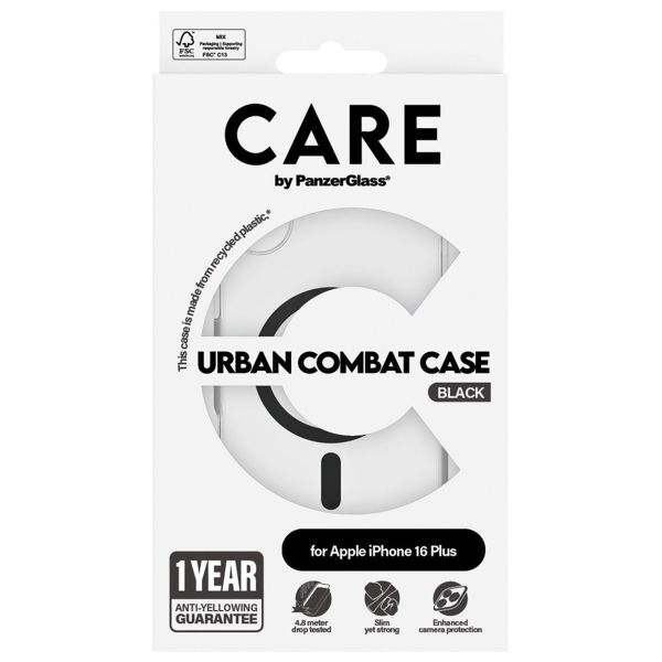 CARE by PanzerGlass Urban Combat Case MagSafe iPhone 16 Plus - Transparant / Zwart