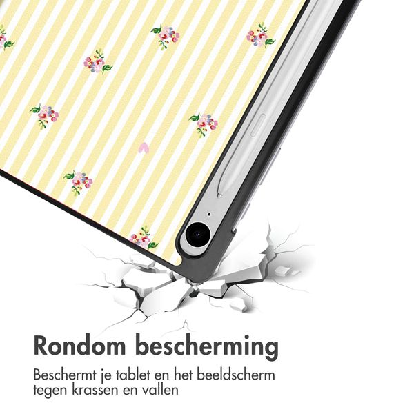 imoshion Design Trifold Bookcase Samsung Galaxy Tab S9 11.0 inch / S10 Lite / S10 FE / S9 FE 10.9 inch - Garden Stripes