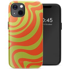 Selencia Vivid Backcover met MagSafe iPhone 13 - Wavy Swirl Orange Fern