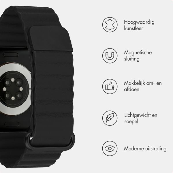 imoshion Magnetisch kunstleren bandje Apple Watch | 38/40/41/42 mm - Zwart