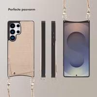 Selencia Nova Croco Telefoonhoes met Koord en Pashouder Samsung Galaxy S25 Ultra - Beige