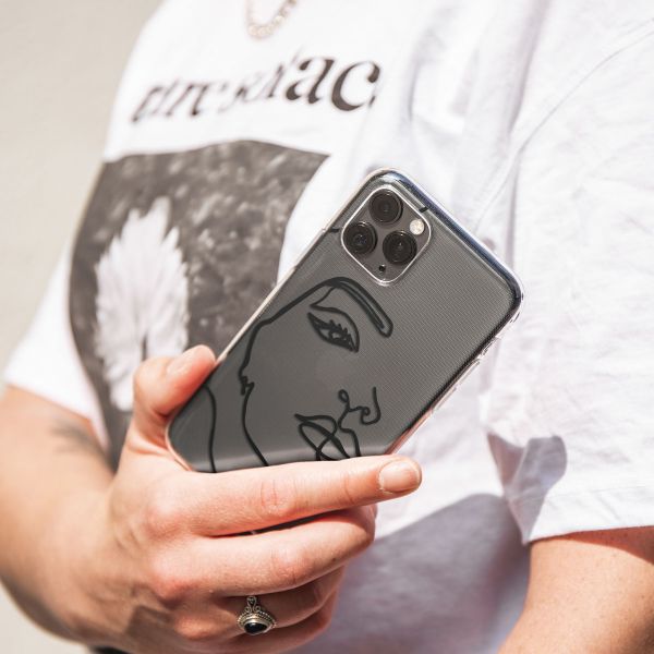 imoshion Design hoesje OnePlus Nord 2 - Abstract Gezicht - Zwart