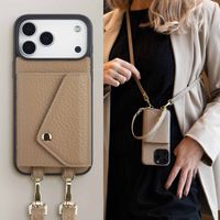 Selencia Sera Telefoonhoes met Koord en Envelop Pashouder Apple iPhone 18 Pro Max / 17 Pro Max - Taupe