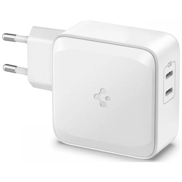 Spigen Dual USB-C Charger - Oplader met 2 USB-C poorten - Met GaN technologie - 65W - Wit