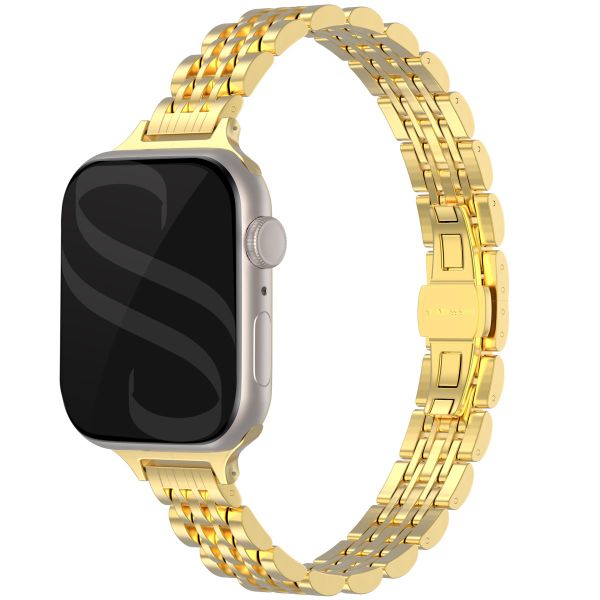 Selencia Slim Steel Jubilee Inspired schakelbandje Apple Watch Series 1 t/m 9 / SE (38/40/41 mm) | Series 10 (42 mm) - Goud