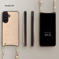 Selencia Nova Croco Phone Case with Cord and Card Holder Samsung Galaxy A37 (5G) - Beige