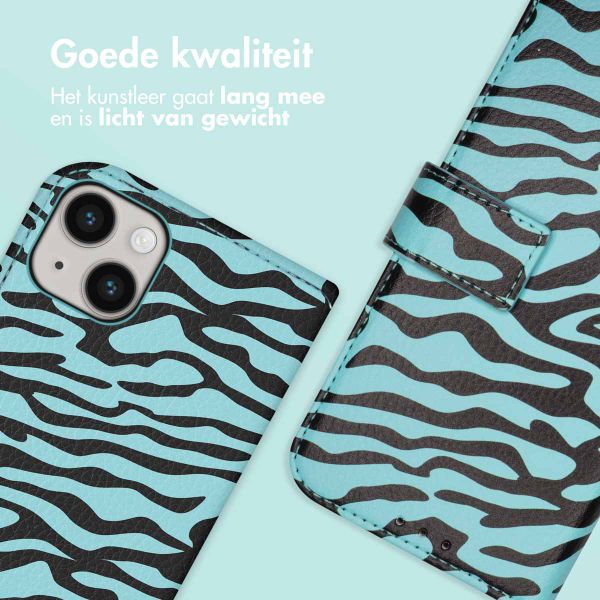 imoshion Design Bookcase Apple iPhone 14 - Black Blue Stripes