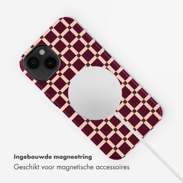 Selencia Vivid Backcover met MagSafe Apple iPhone 14 - Check This Burgundy