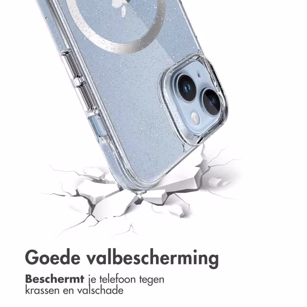 imoshion Clear Glitter Backcover met MagSafe Apple iPhone 14 - Zilver