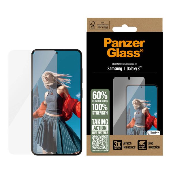 PanzerGlass Ultra-Wide Fit Anti-Bacterial Screenprotector Samsung Galaxy S25