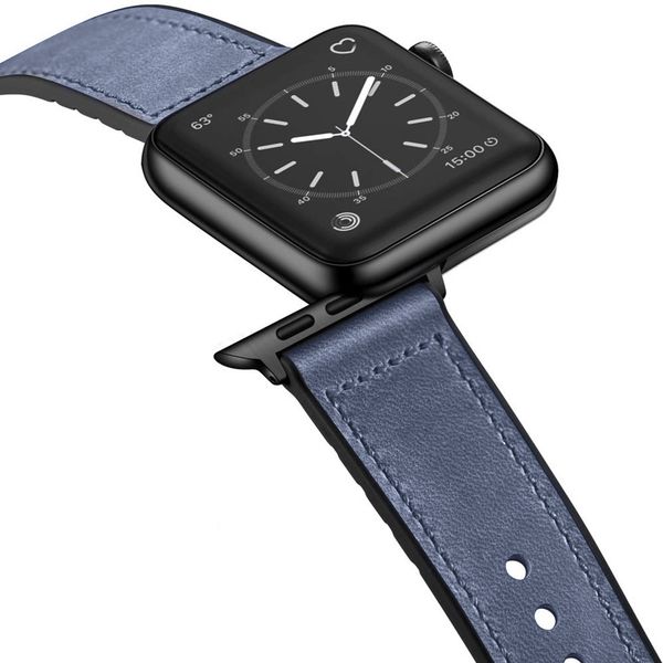 imoshion Echt lederen bandje Apple Watch Series 1 t/m 10 / SE / Ultra (2) (44/45/46/49 mm) - Blauw