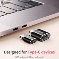 Baseus Micro-USB naar USB-C adapter - OTG - Zwart