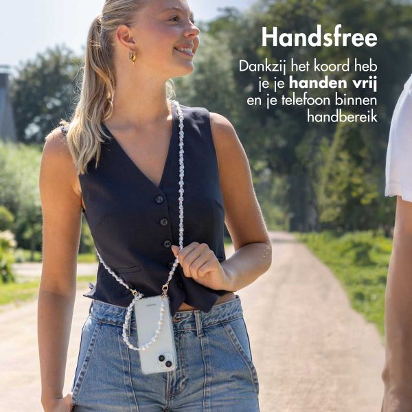 imoshion Backcover met koord + armband iPhone Xr - Parels Hartjes