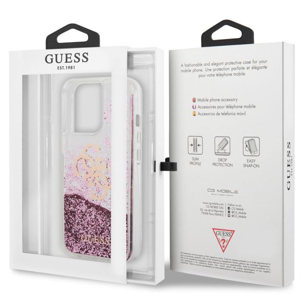 Guess 4G Logo Liquid Glitter Backcover iPhone 13 Pro - Pink