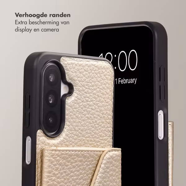 Selencia Sera Telefoonhoes met Koord en Envelop Pashouder Samsung Galaxy A18 / A17 / A26 - Champagne