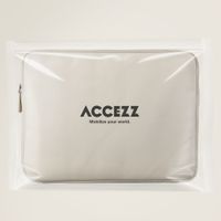Accezz Leather Laptop hoes met rits 15-16 inch - Laptopsleeve - Beige
