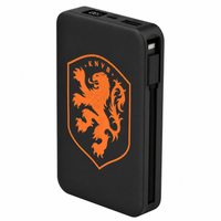 Accezz Powerbank met Geïntegreerde Kabels 10.000 mAh - Quick Charge en Power Delivery - Oranje Leeuw - Zwart