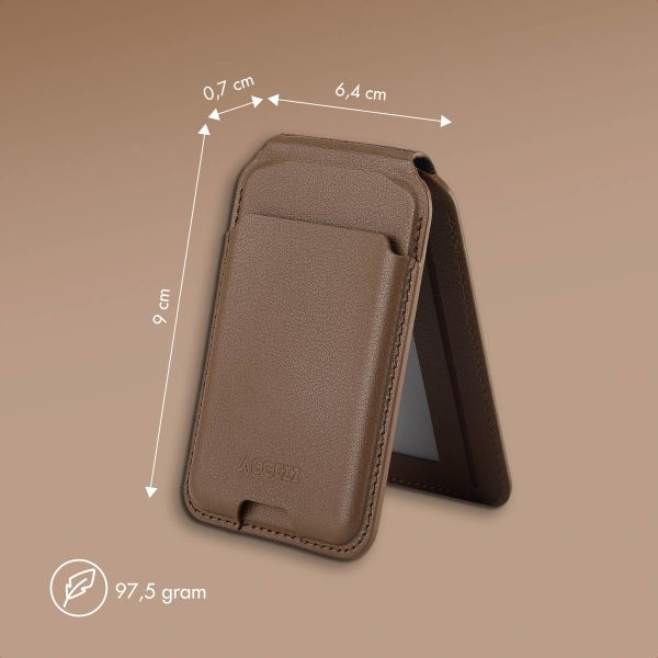 Accezz Leather Wallet with Stand - Compatible with MagSafe and Qi2 - Coffee Brown