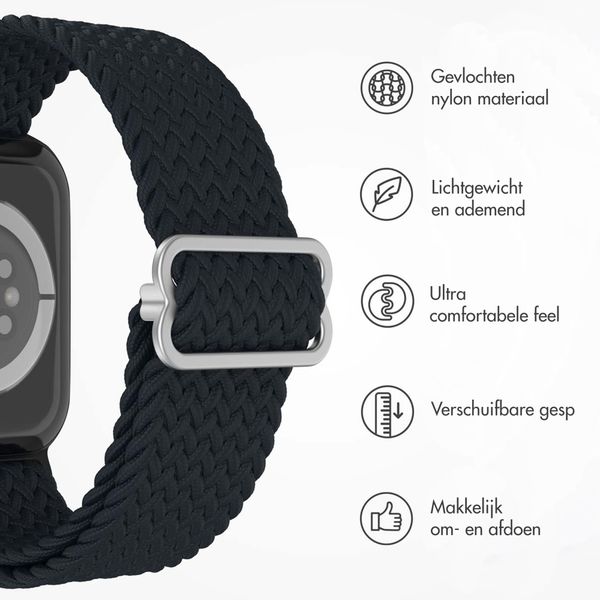 imoshion Nylon geweven bandje Apple Watch Series 1 t/m 11 / SE / Ultra (44/45/46/49 mm) - Donkergrijs