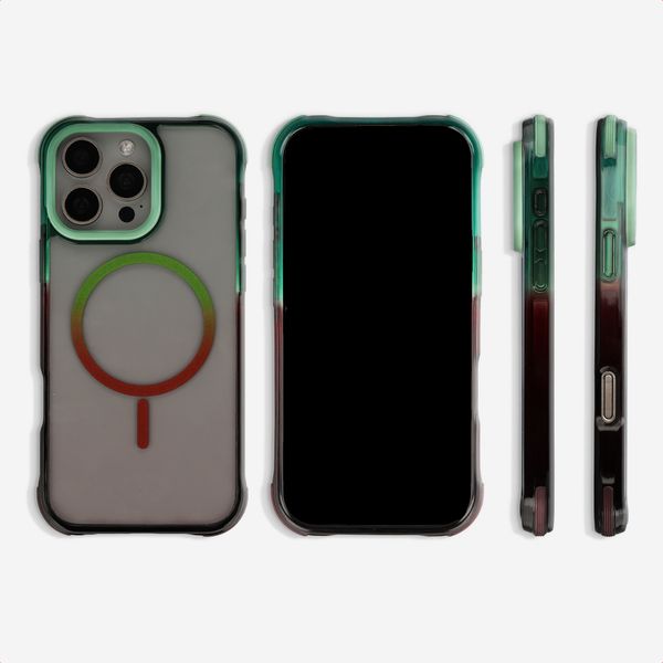 Selencia Gradient Backcover met MagSafe Apple iPhone 16 Pro Max - Groen / Bruin