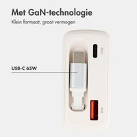 imoshion GaN Oplader met uittrekbare USB-C kabel 65W - USB-A + USB-C - Wit